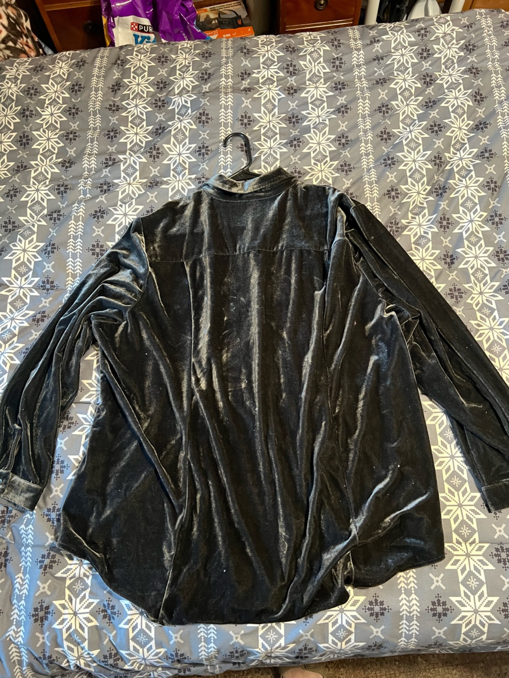 Coldwater Creek Black Velvet Pleated Button-Front Blouse - Picture 3 of 3